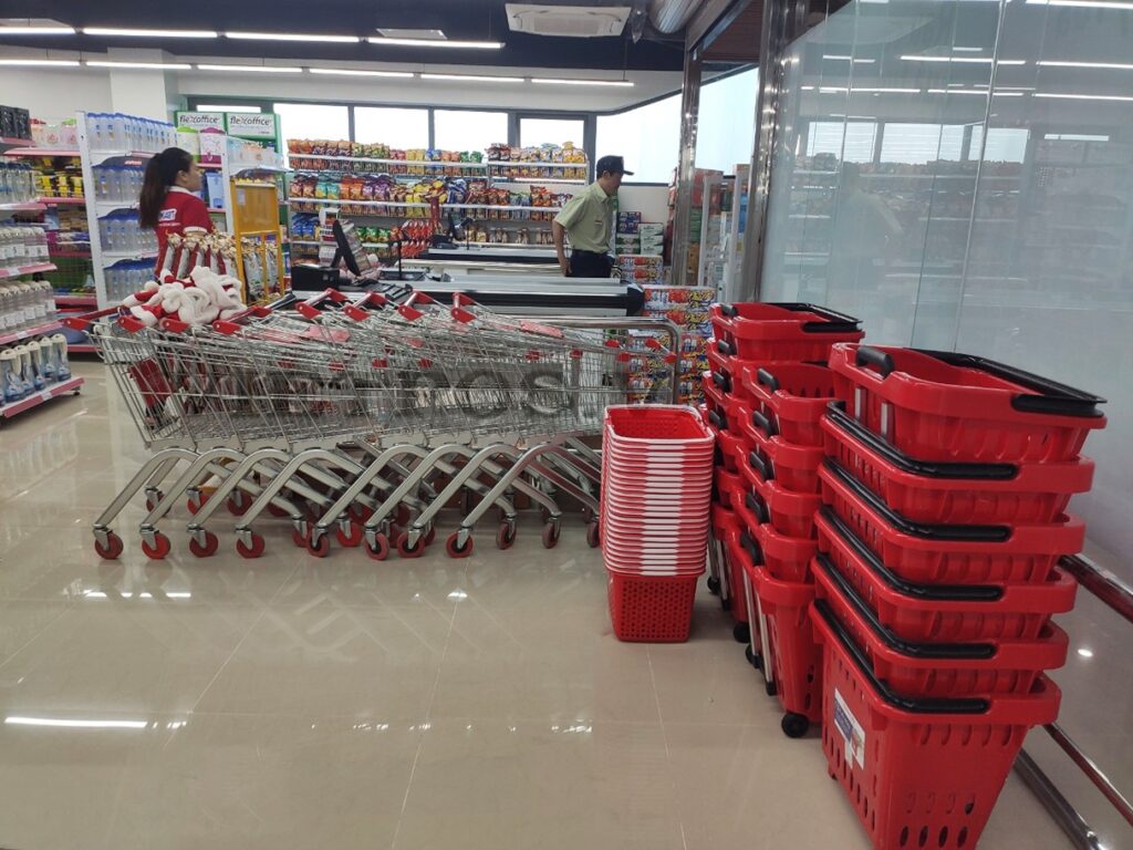 Xe đẩy siêu thị uy tín bảo hành 3 năm
